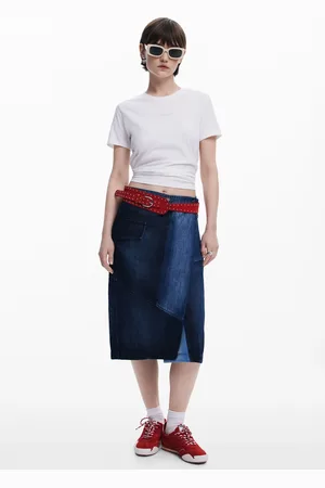Desigual Falda midi vaquera cruzada - - L