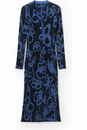 Desigual Vestido midi punto flores - - L