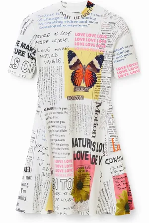 Desigual Vestido corto skater periódico - - L