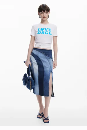 Desigual Falda midi vaquera paneles - - L