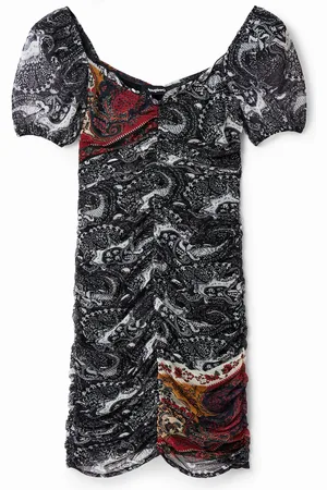 Desigual Vestido corto fruncido paisley - - L