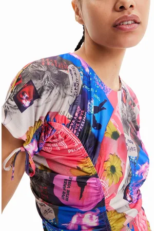 Desigual Vestido mini slim fruncido collage - - L