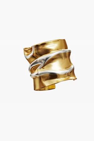 Desigual Brazalete grande bicolor baño oro y plata Zalio - - U