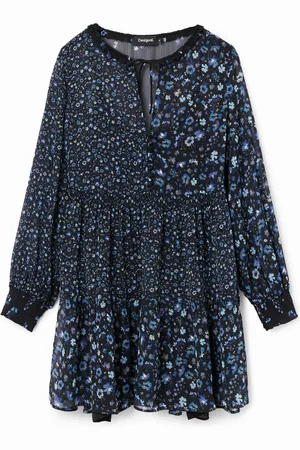 Desigual Vestido corto gasa flores - - L