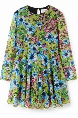 Desigual Vestido manga larga tul flores - - 11/12