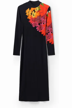 Desigual Vestido midi canalé flores - - L