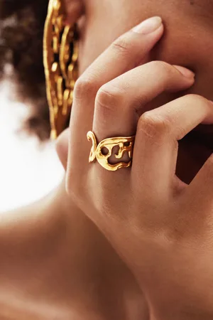 Desigual Anillo formas orgánicas baño oro Zalio - - L