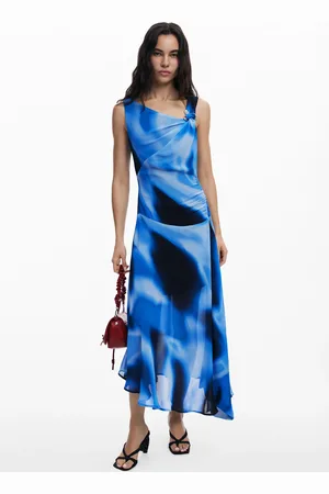 Desigual Vestido largo asimétrico azules - - L