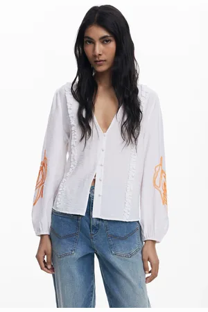 Desigual Blusa balloon hojas - - L