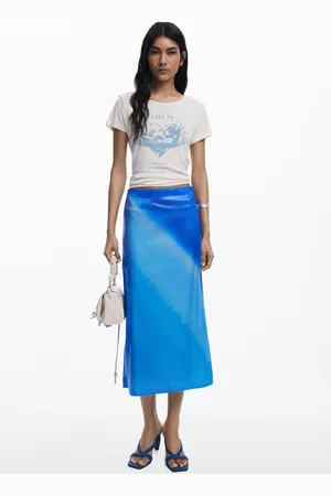 Desigual Falda midi Tie- - BLUE - L