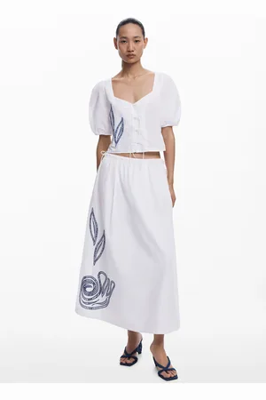 Desigual Falda midi bordado - - L