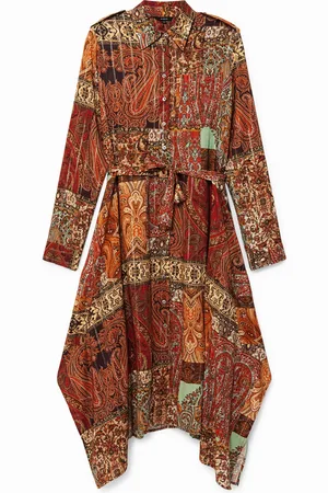 Desigual Vestido camisero estampado metalizado - - L