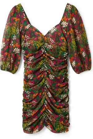 Desigual Vestido corto slim fruncido - - L