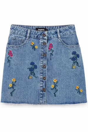 Desigual Minifalda vaquera floral - - 34