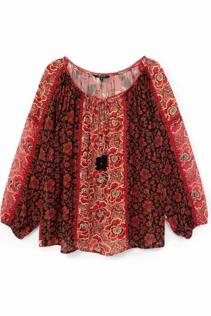 Desigual Blusa loose cuello barco flores - - M