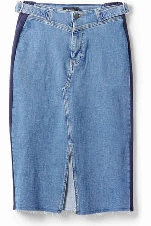 Desigual Falda midi denim franja - - L
