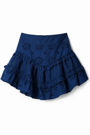 Desigual Minifalda volantes bordado suizo - - L