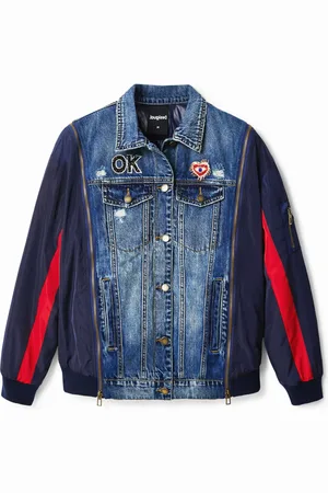 Desigual Chaqueta vaquera bomber híbrida oversize - - L