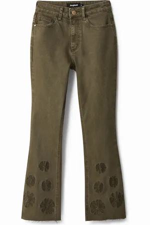 Desigual Vaquero Flare cropped bordados - - 34