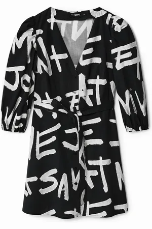 Desigual Vestido corto camisero mensajes - - S
