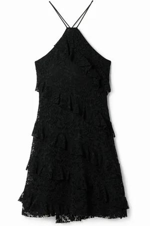 Desigual Vestido corto encaje volantes - - M