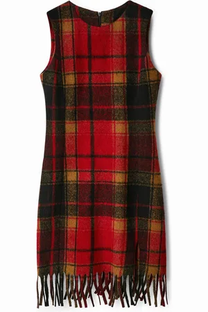 Desigual Vestido corto slim tartán - - M