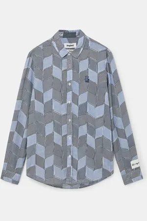 Desigual Camisa rombos rayas 100% algodón - - M