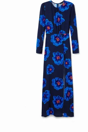 Desigual Vestido largo abertura flores - - L