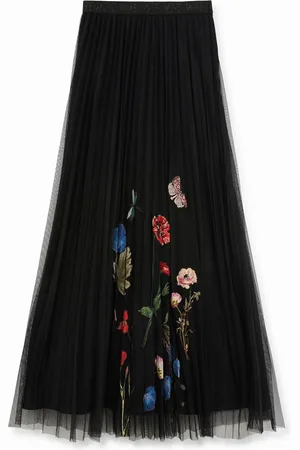 Desigual Falda larga plisada doble capa - - M