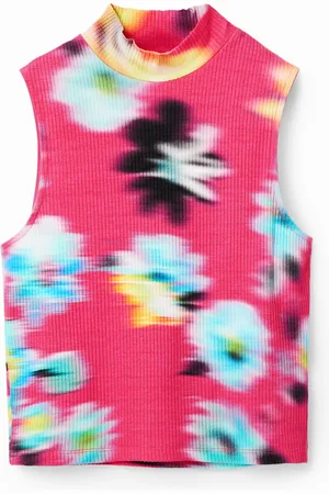 Desigual Camiseta sin mangas canalé flores - - L