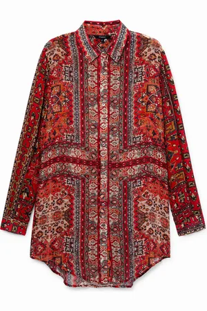 Desigual Camisa larga cenefas étnicas - - L