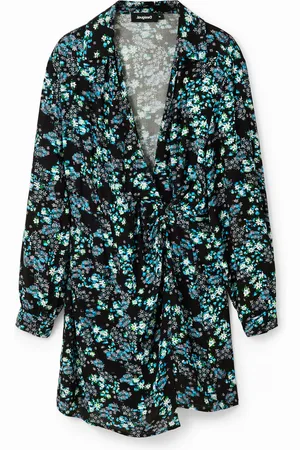 Desigual Vestido corto cruzado flores - - L