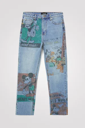 Desigual Pantalón vaquero straight cropped Mickey Mouse - - 34