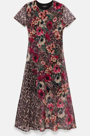 Desigual Vestido flores animal print - - L