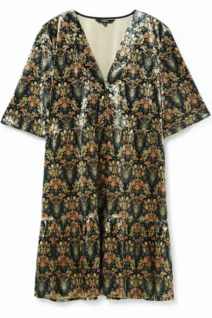 Desigual Vestido estampado floral dorado - - L