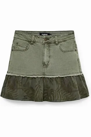 Desigual Minifalda vaquera patch de volantes - - 34