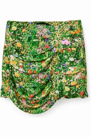 Desigual Minifalda drapeada floral - - L
