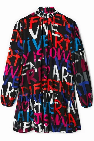 Desigual Vestido corto túnica mensajes - - L