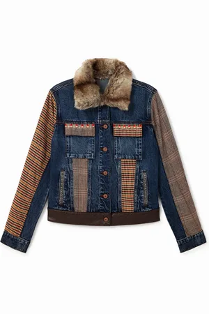 Desigual Chaqueta vaquera tartán cuello desmontable - - 34