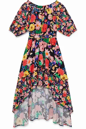 Desigual Vestido flores y capas - - L
