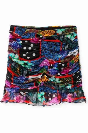 Desigual Minifalda drapeada patch digital - - L