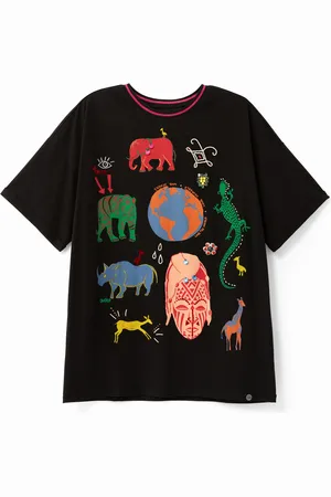 Desigual Camiseta oversize estampado africano - - S