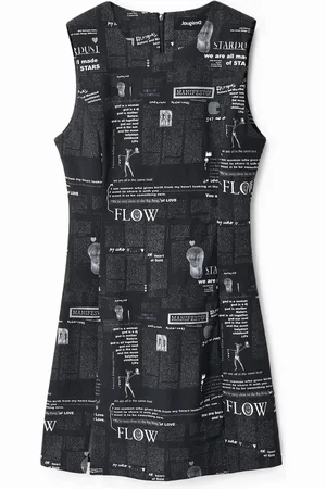 Desigual Vestido corto slim periódicos - - L