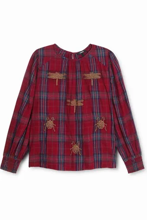 Desigual Blusa loose tartán - - M