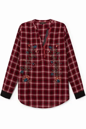 Desigual Blusa tartán bordados - - L
