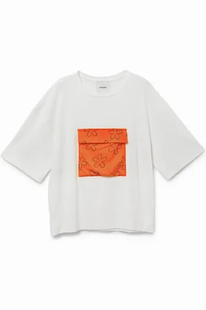 Desigual Camiseta bolsillo flores - - L