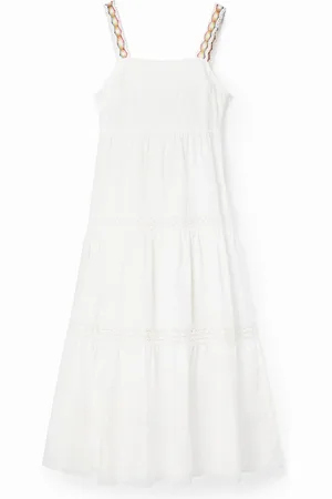 Desigual Vestido largo tirantes bordado - - XL