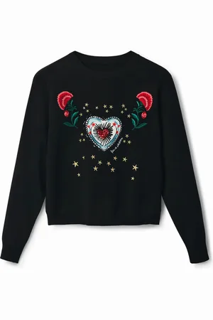 Desigual Jersey corazón y flores - - M