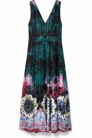 Desigual Vestido largo estampado rayas lúrex - - L