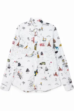 Desigual Camisa slim mapa - - L